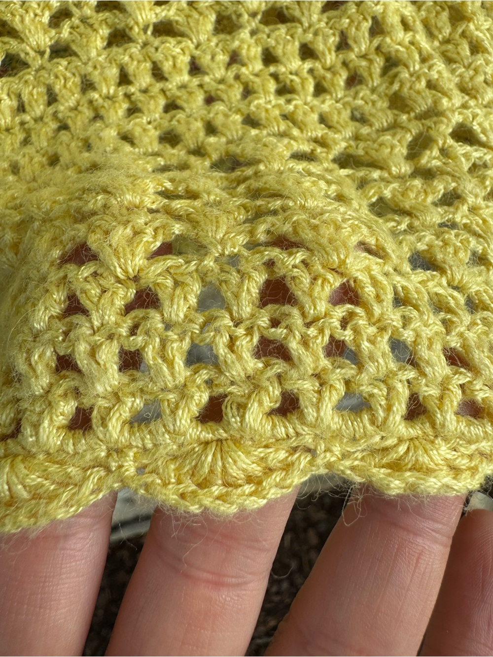 Vintage Yellow Crochet Knit Button-Front Short Sleeve Cardigan M Cross Stitch - Picture 10 of 15